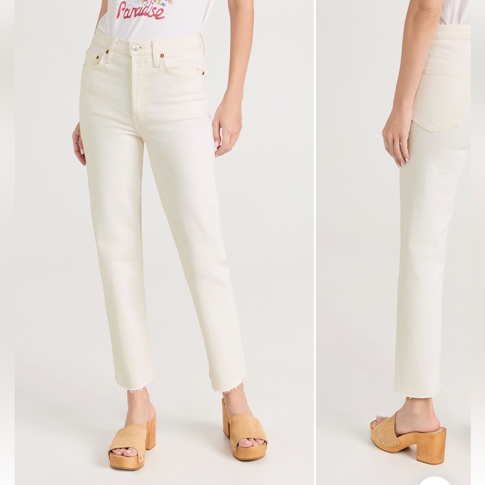 NWT $275 Re/Done 70’s High Rise Raw Hem Short Denim button fly jeans women sz 31